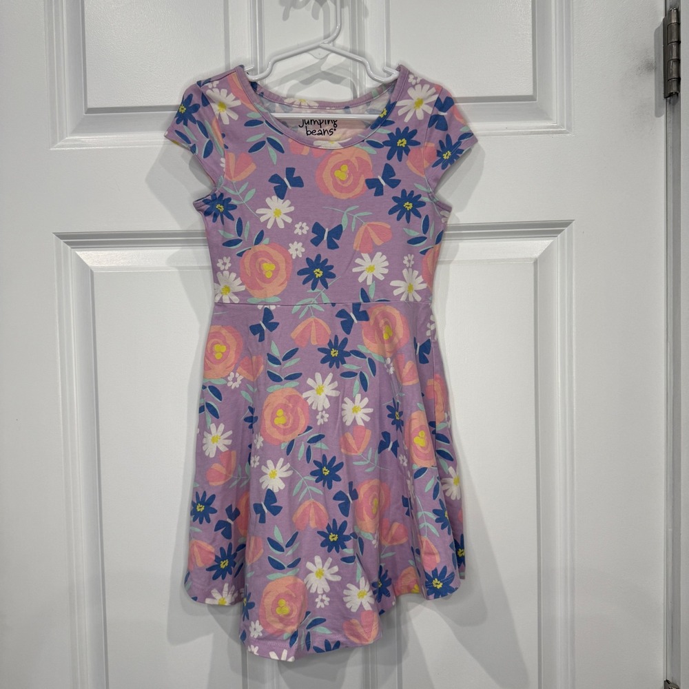 Jumping Beans Girls Purple Floral Butterfly Skater Dress Size‎ 5